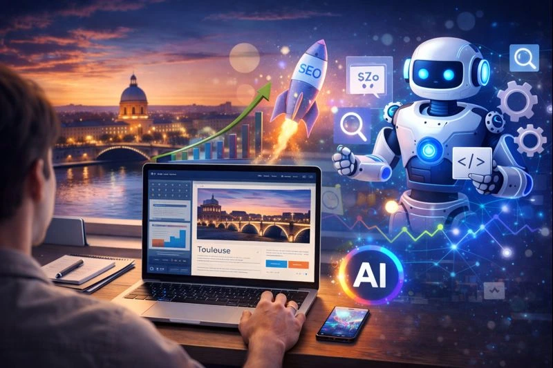 Illustration d'une agence marketing digital optimisée à Toulouse en 2026