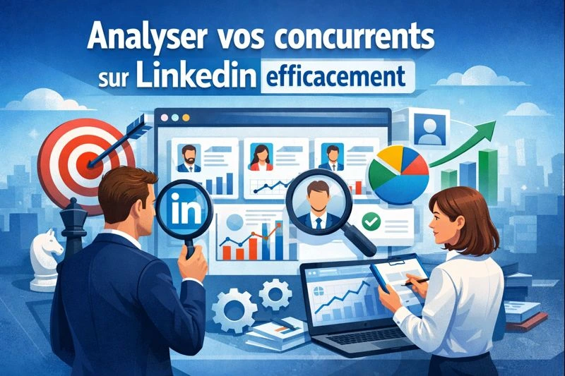 Illustration de l'analyse de concurrents sur LinkedIn avec des outils stratégiques