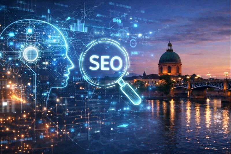 Illustration d'un site web optimisé par IA à Toulouse
