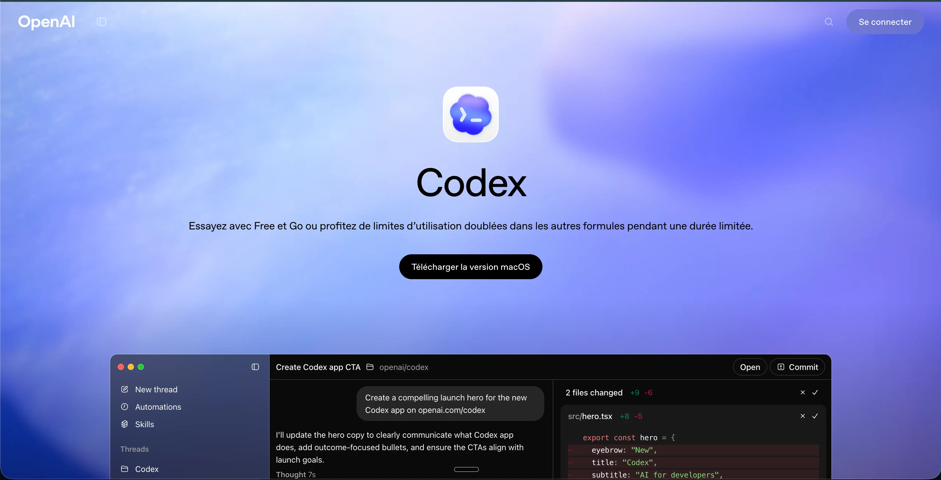 Codex sur macOS et WebFitYou, partenaire de digitalisation