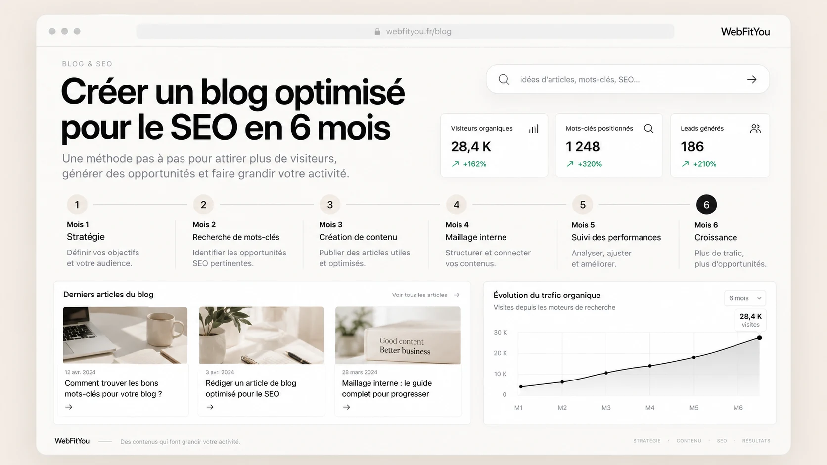 Illustration d'un blog optimisé SEO atteignant le top des résultats de recherche
