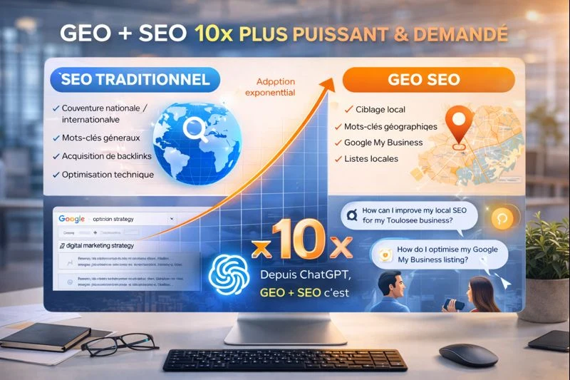 Illustration d'un expert SEO optimisant un site web à Toulouse