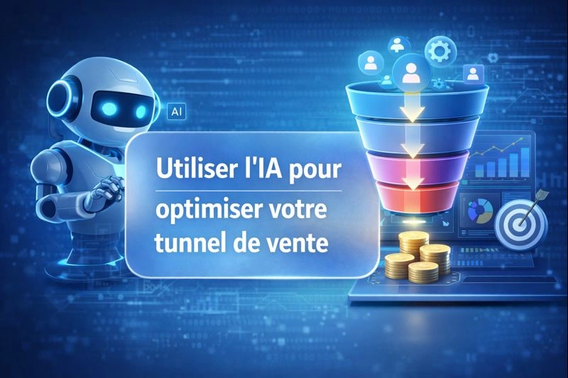 Illustration d'un tunnel de vente optimisé par l'IA pour augmenter les conversions