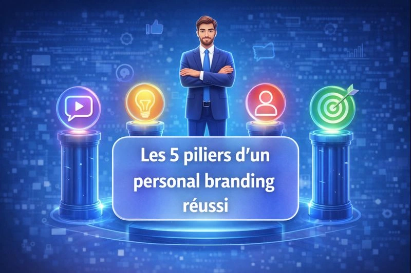 Illustration des cinq piliers d'un personal branding réussi avec authenticité et cohérence