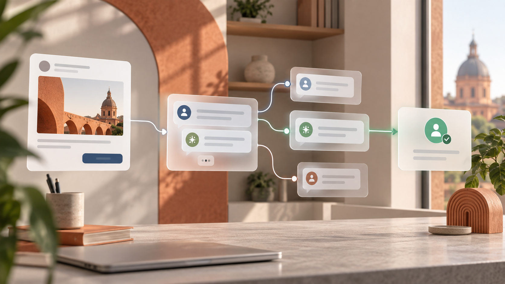 Illustration d’un Sponsored Agent transformant une publicité ChatGPT Ads en conversation qualifiée