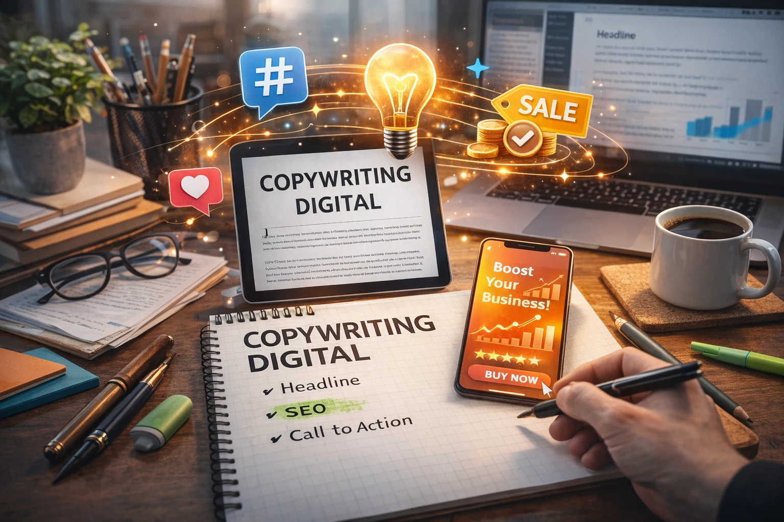 Illustration de techniques de copywriting appliquées au digital