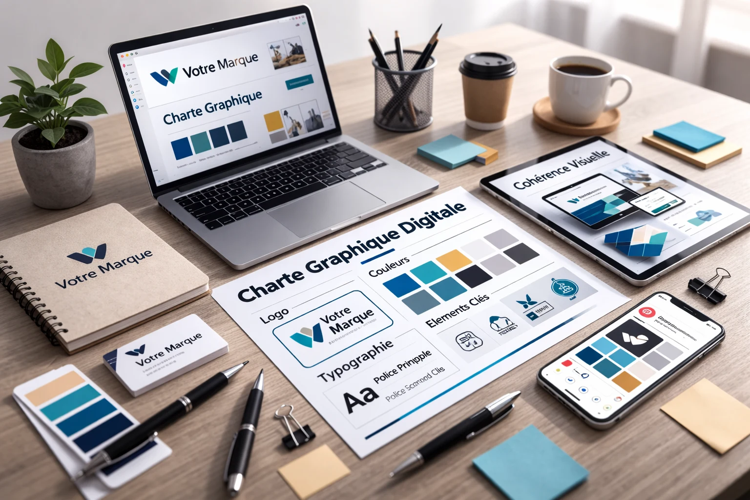 Illustration d'une charte graphique digitale et son impact sur le branding