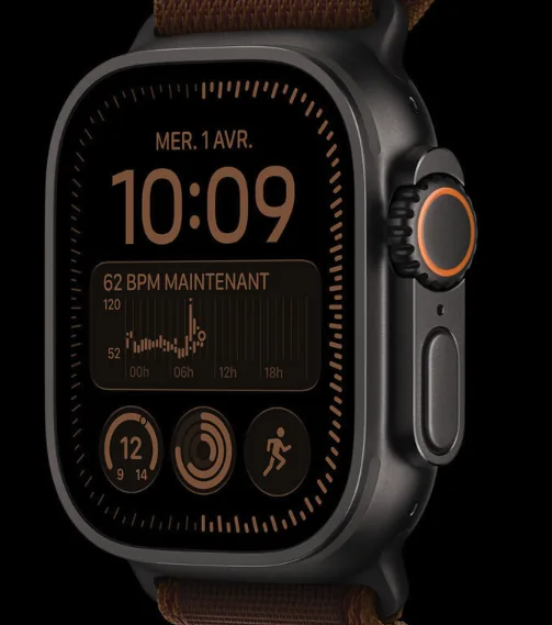 Apple Watch Ultra 4 en titane noir avec cadran modulaire