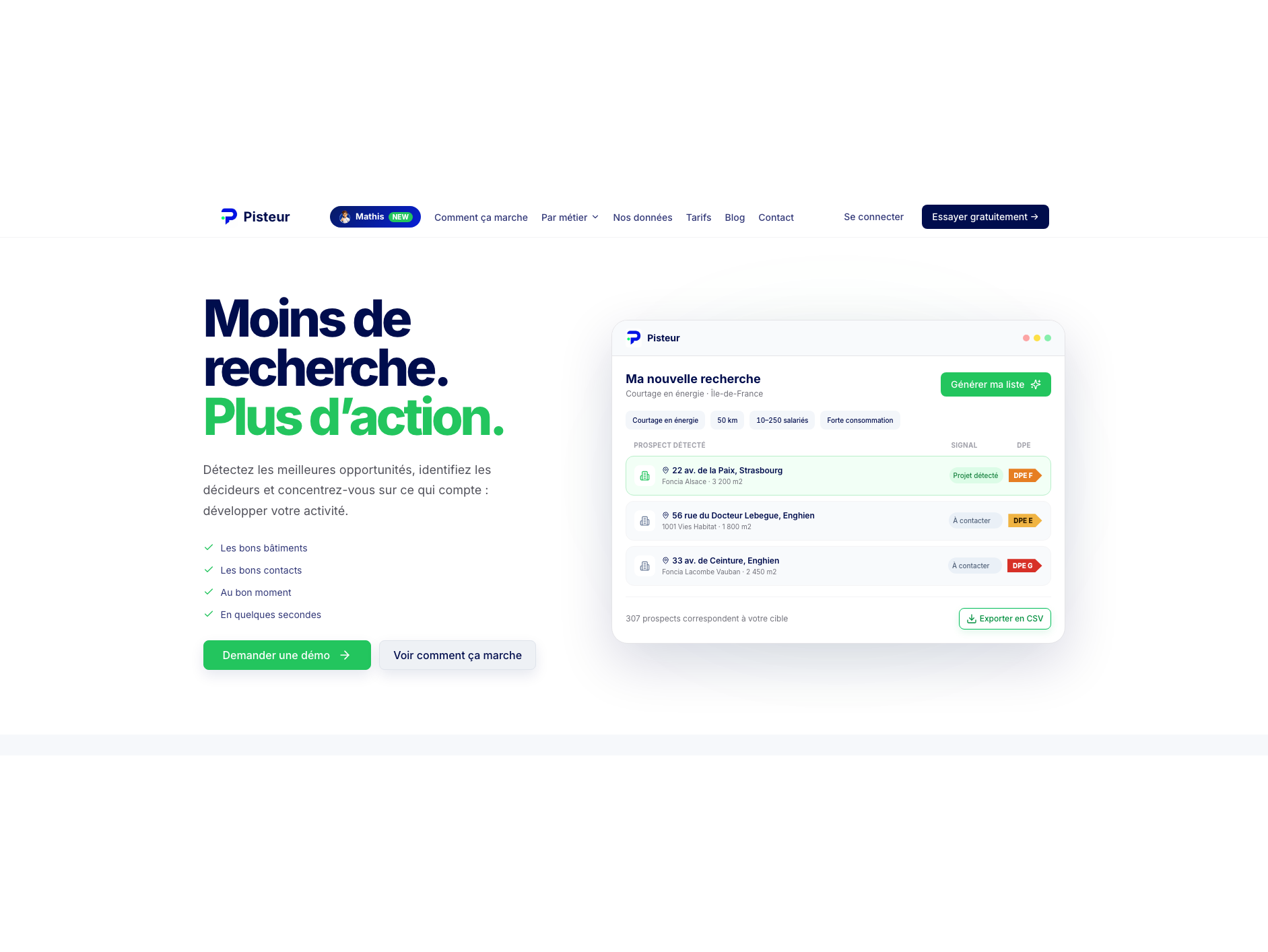 Pisteur — Prospection bâtiment intelligente