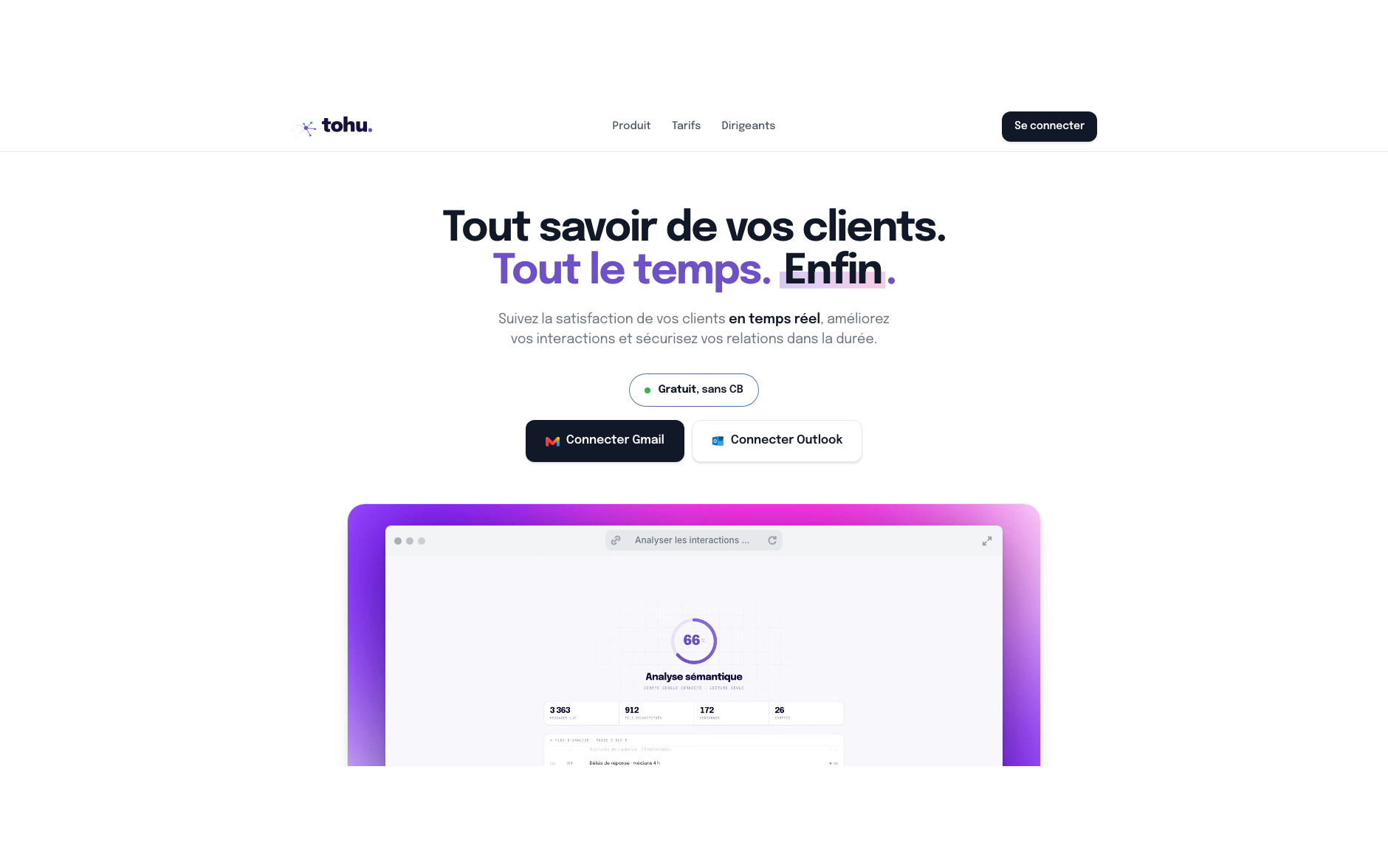 Tohu — Satisfaction client en temps réel